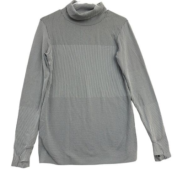 Athleta Flurry Base Layer Turtleneck Top M Gray Ribbed Thumbholes - Picture 1 of 8